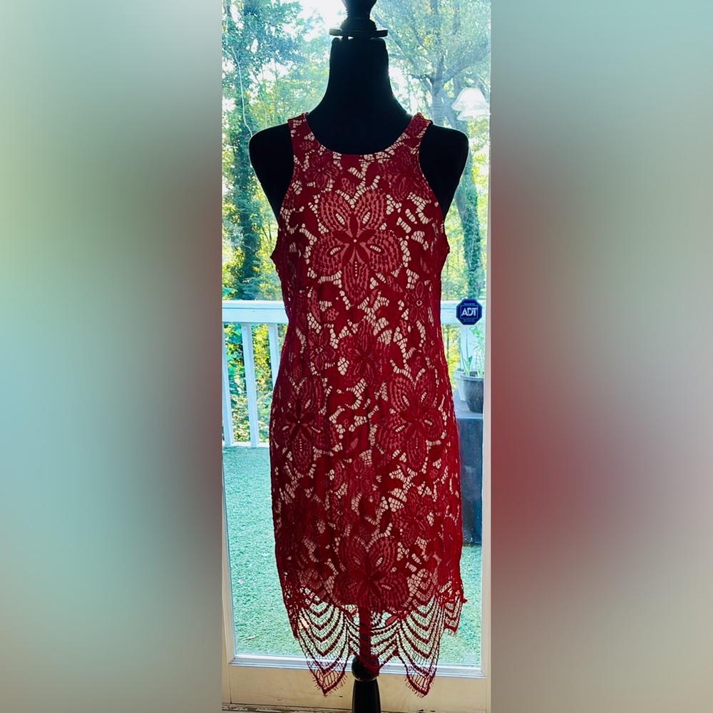 Express Red Halter Sheath Mini Dress